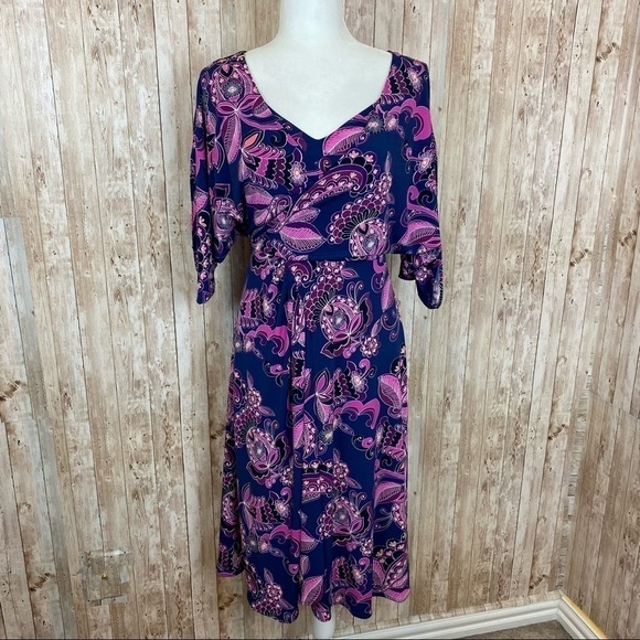 Trina Turk‎ Paisley Print Faux Wrap Jersey Dress - Picture 4 of 16